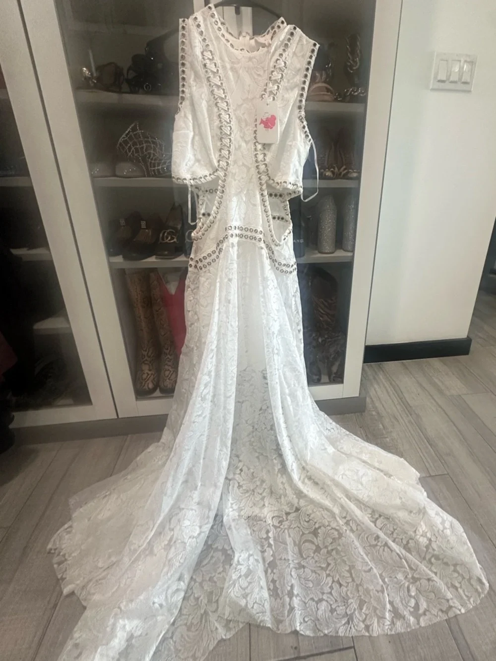 NWT L’atiste Lace Cutout Bridal style maxi dress summer boho fancy sz M festival - Picture 3 of 7